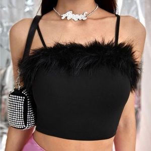 Black fur top